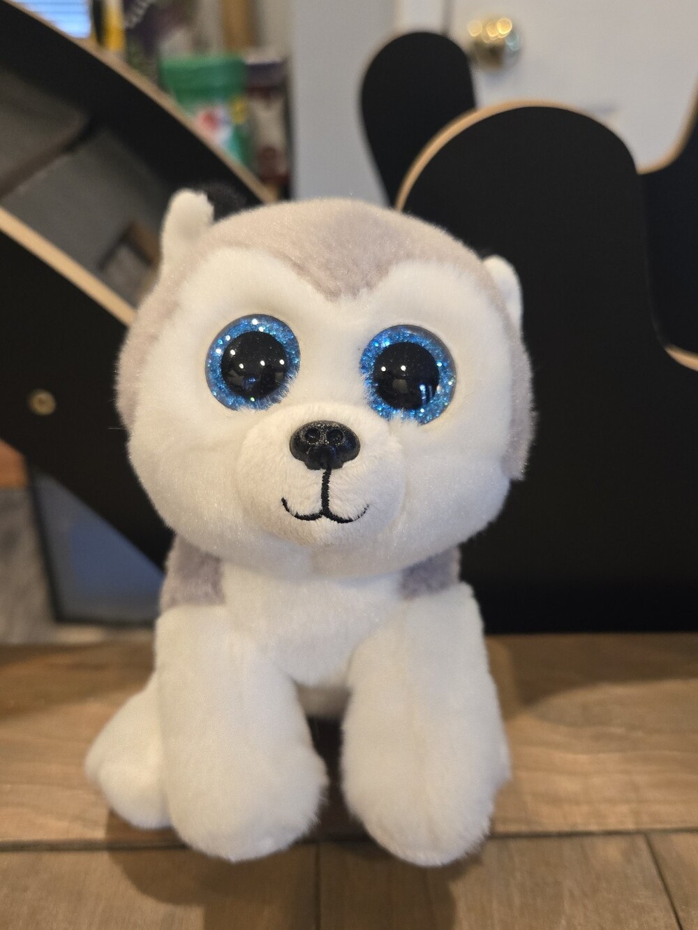 Ty Buff Beanie Boo Plush Husky Puppy with Sparkling Blue Eyes 2016